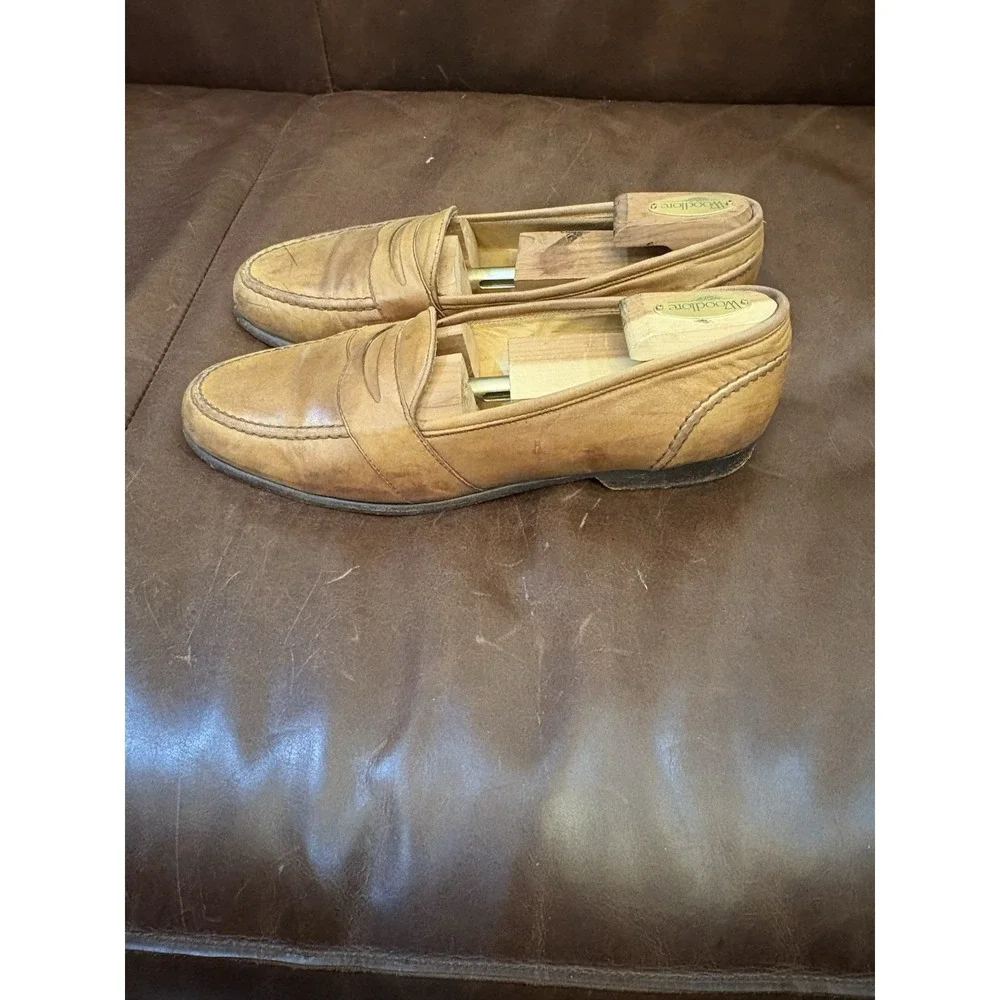 Men's Bragano Penny Loafers‎ Brown Leather Size 10.5 M